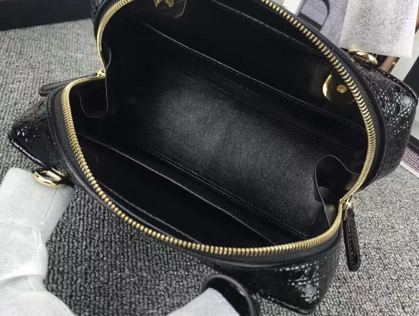Dior Lily Bag Black Patent Calfskin with Micro Cannage Motif for Sale