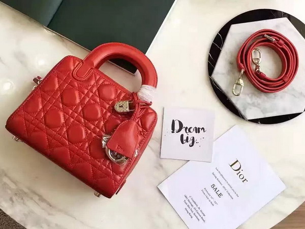 Dior Lily Bag in Red Cannage Lambskin for Sale