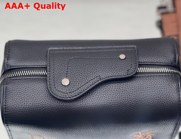 Dior Lingot 22 Cactus Jack Dior Bag Black Grained Calfskin with Embroidered Signature Replica