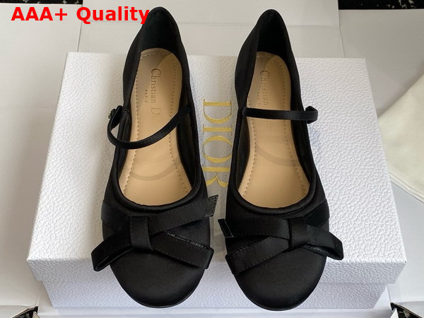 Dior Lovely D Ballet Flat in Black Satin Replica