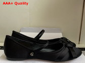 Dior Lovely D Ballet Flat in Black Satin Replica