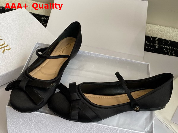 Dior Lovely D Ballet Flat in Black Satin Replica
