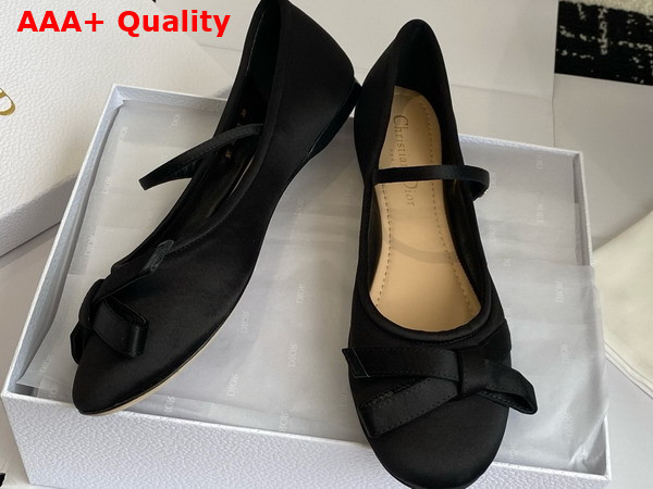 Dior Lovely D Ballet Flat in Black Satin Replica