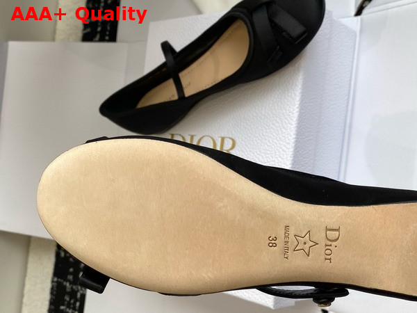 Dior Lovely D Ballet Flat in Black Satin Replica