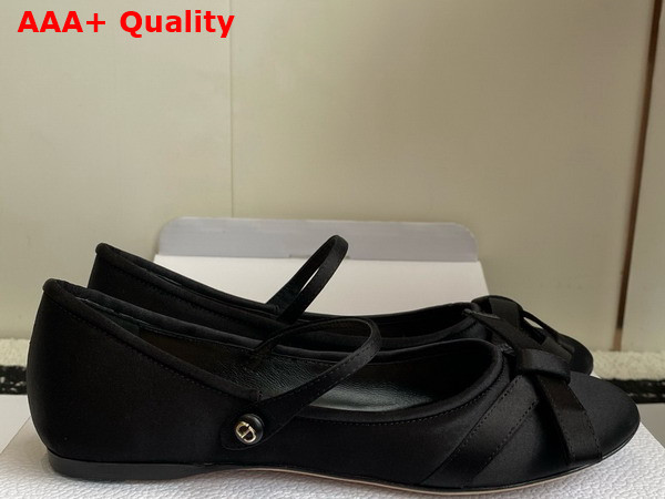 Dior Lovely D Ballet Flat in Black Satin Replica