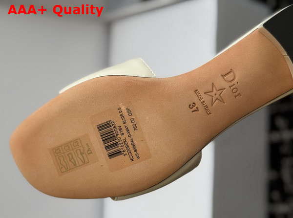 Dior Medaillon Buckle Heeled Slide in Latte Lambskin Replica