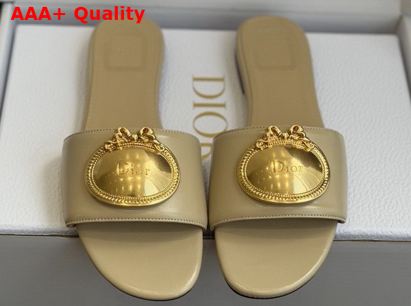Dior Medaillon Buckle Slide in Beige Lambskin Replica