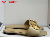 Dior Medaillon Buckle Slide in Beige Lambskin Replica