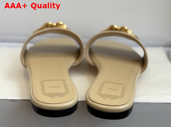 Dior Medaillon Buckle Slide in Beige Lambskin Replica