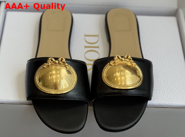 Dior Medaillon Buckle Slide in Black Lambskin Replica