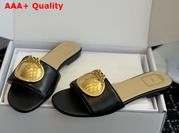 Dior Medaillon Buckle Slide in Black Lambskin Replica