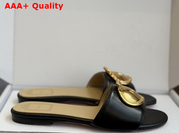 Dior Medaillon Buckle Slide in Black Lambskin Replica