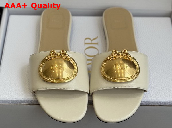 Dior Medaillon Buckle Slide in Latte Lambskin Replica