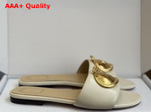 Dior Medaillon Buckle Slide in Latte Lambskin Replica