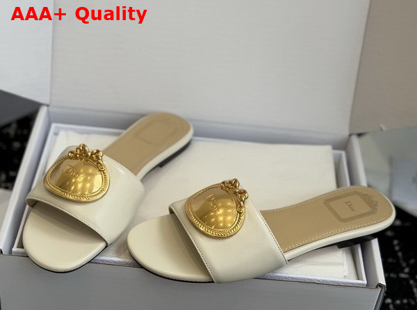 Dior Medaillon Buckle Slide in Latte Lambskin Replica