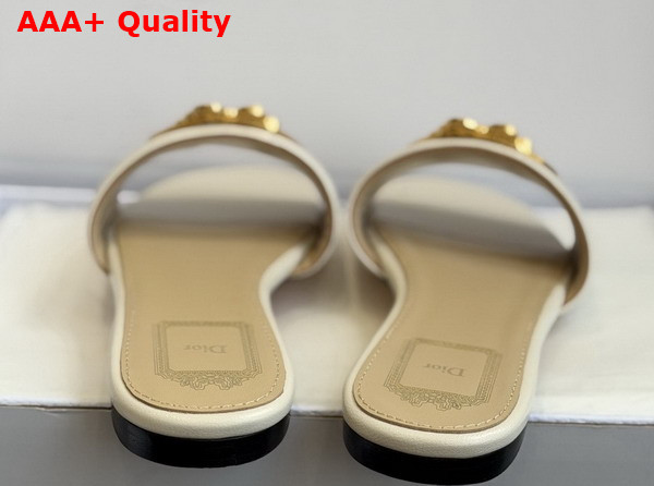 Dior Medaillon Buckle Slide in Latte Lambskin Replica