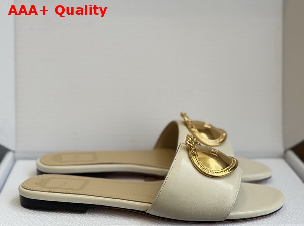 Dior Medaillon Buckle Slide in Latte Lambskin Replica