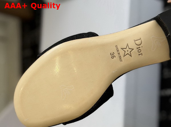 Dior Medaillon Heeled Slide in Black Cotton Denim Replica