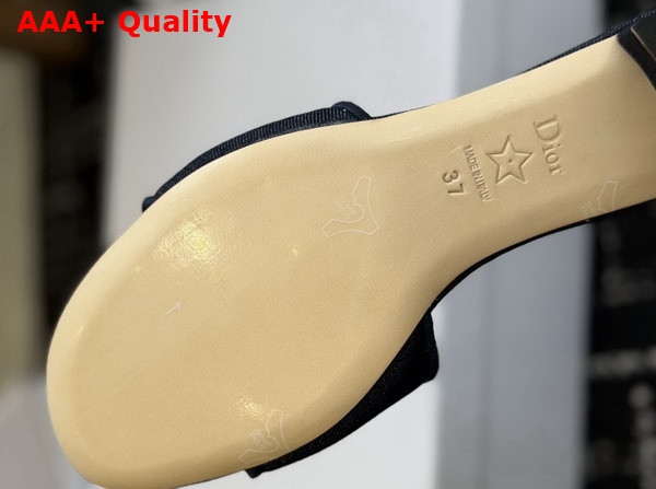 Dior Medaillon Heeled Slide in Blue Cotton Denim Replica