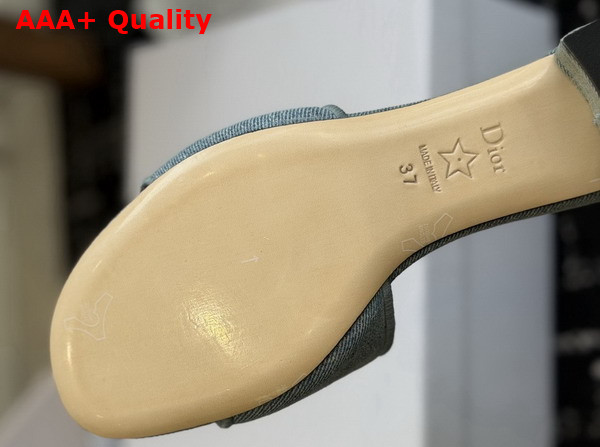 Dior Medaillon Heeled Slide in Light Blue Cotton Denim Replica