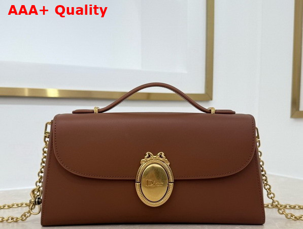 Dior Medaillon Pouch in Brown Smooth Calfskin Replica