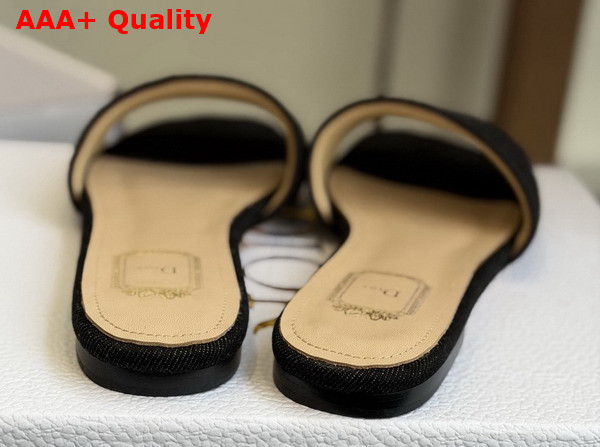 Dior Medaillon Slide in Black Cotton Denim Replica