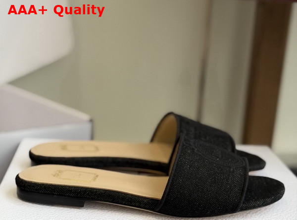 Dior Medaillon Slide in Black Cotton Denim Replica