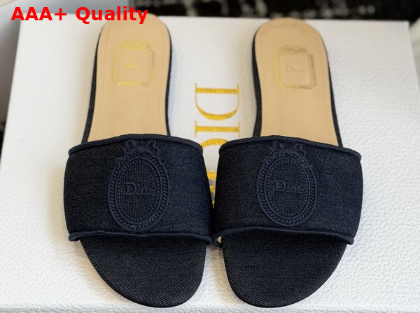 Dior Medaillon Slide in Blue Cotton Denim Replica