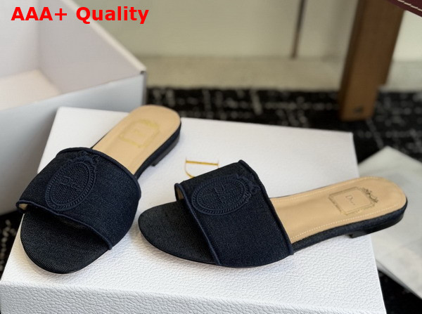 Dior Medaillon Slide in Blue Cotton Denim Replica