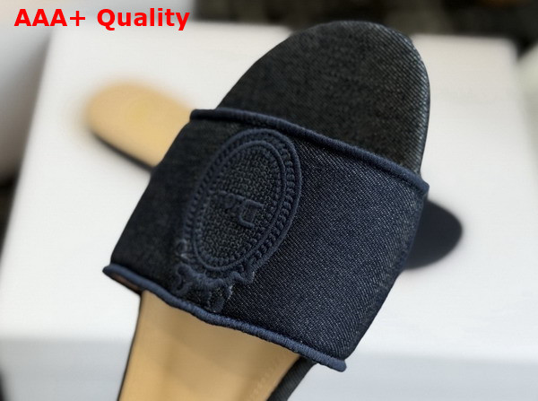 Dior Medaillon Slide in Blue Cotton Denim Replica