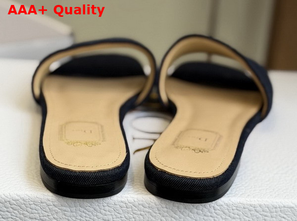 Dior Medaillon Slide in Blue Cotton Denim Replica