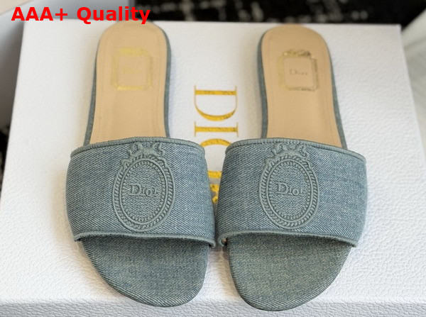 Dior Medaillon Slide in Light Blue Cotton Denim Replica