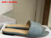 Dior Medaillon Slide in Light Blue Cotton Denim Replica