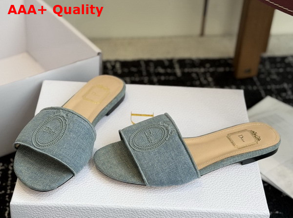 Dior Medaillon Slide in Light Blue Cotton Denim Replica