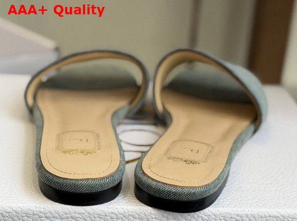 Dior Medaillon Slide in Light Blue Cotton Denim Replica