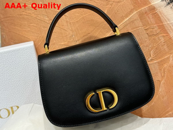Dior Medium 30 Montaigne Avenue Top Handle Bag Black Ribbed Calfskin Replica