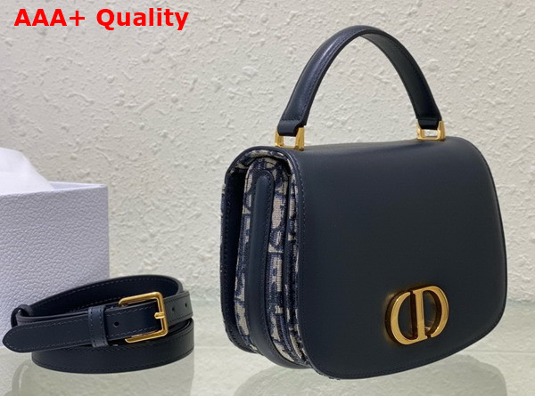 Dior Medium 30 Montaigne Avenue Top Handle Bag Blue Dior Oblique Jacquard and Calfskin Replica