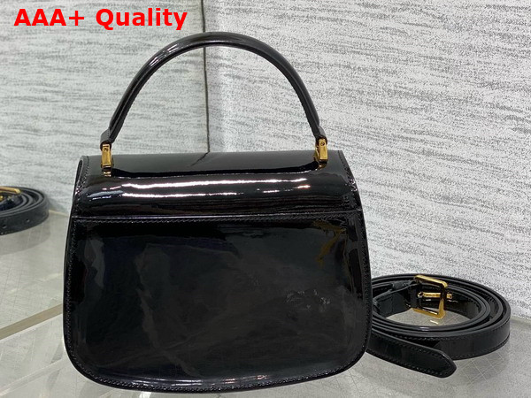 Dior Medium 30 Montaigne Avenue Top Handle Bag in Black Patent Calfskin Replica
