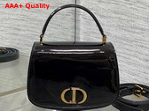 Dior Medium 30 Montaigne Avenue Top Handle Bag in Black Patent Calfskin Replica