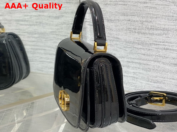 Dior Medium 30 Montaigne Avenue Top Handle Bag in Black Patent Calfskin Replica