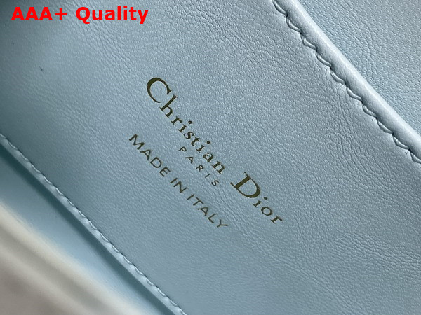 Dior Medium 30 Montaigne Avenue Top Handle Bag in Pale Blue Patent Calfskin Replica