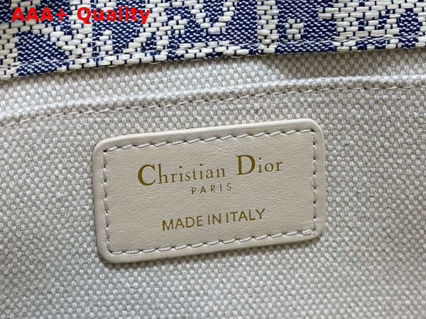 Dior Medium 30 Montaigne Satchel Bag Blue Dior Oblique Chambray with Raffia Effect and Light Biscuit Smooth Calfskin Replica