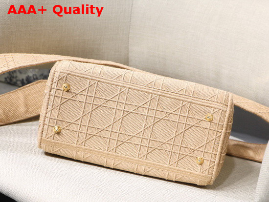 Dior Medium Beige Lady D Lite Embroidered Cannage Bag Replica