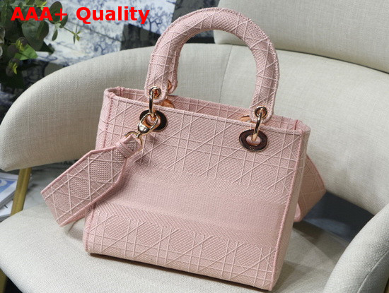 Dior Medium Bois de Rose Lady D Lite Embroidered Cannage Bag Replica