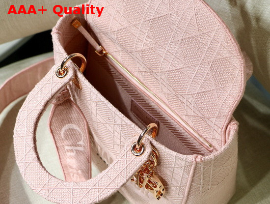 Dior Medium Bois de Rose Lady D Lite Embroidered Cannage Bag Replica