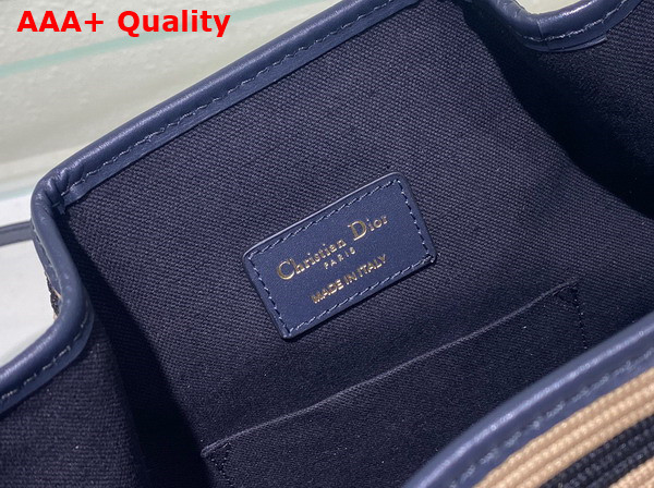 Dior Medium Cest Dior Bag Natural and Denim Blue Mariniere Raffia Replica