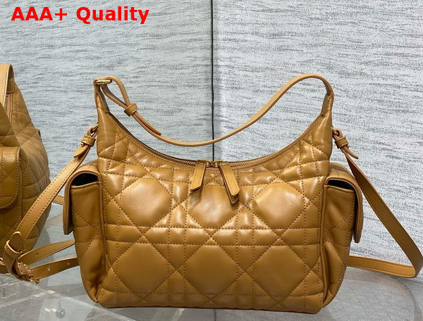 Dior Medium D Dream Bag in Light Gold Tone Macrocannage Lambskin Replica