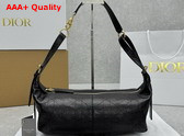 Dior Medium D Journey Bag in Crinkled Calfskin Black Flat Macrocannage Replica