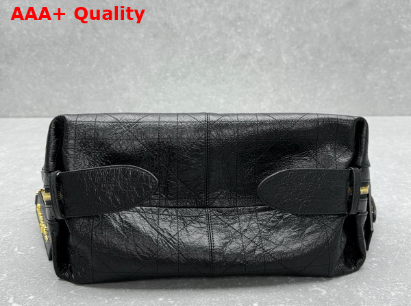 Dior Medium D Journey Bag in Crinkled Calfskin Black Flat Macrocannage Replica