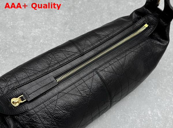 Dior Medium D Journey Bag in Crinkled Calfskin Black Flat Macrocannage Replica